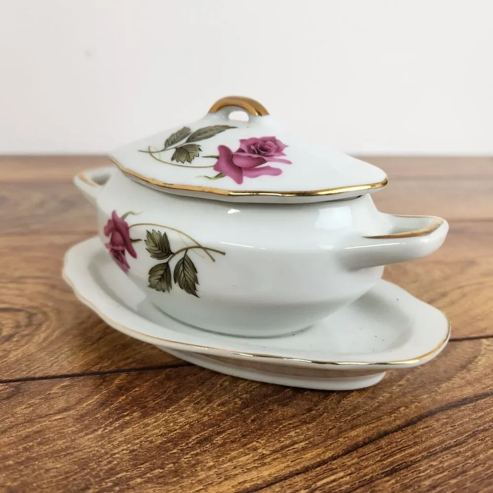 Vintage Royal Sealy Rose Floral sugar bowl White Bone China Floral Flowers